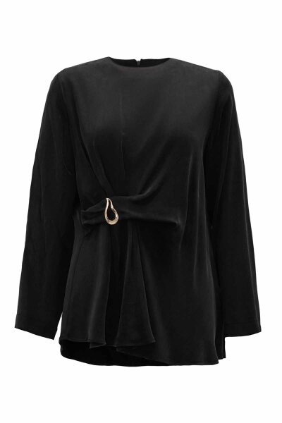Accessory Detailed Solid Black Tunic 