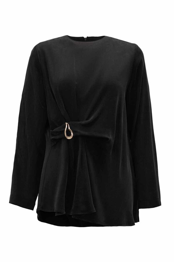 Accessory Detailed Solid Black Tunic - 1