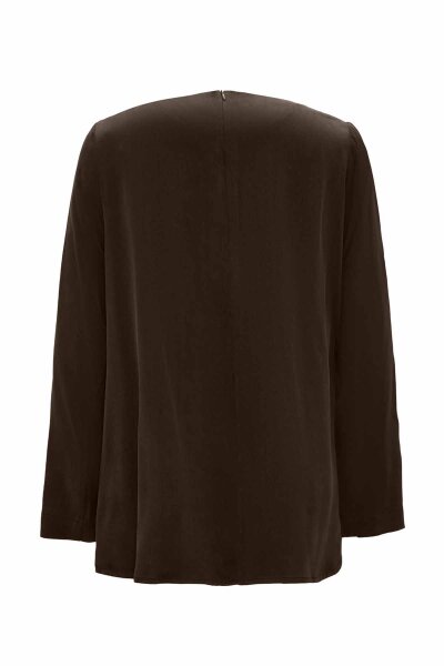 Accessory Detailed Solid Brown Tunic - 2