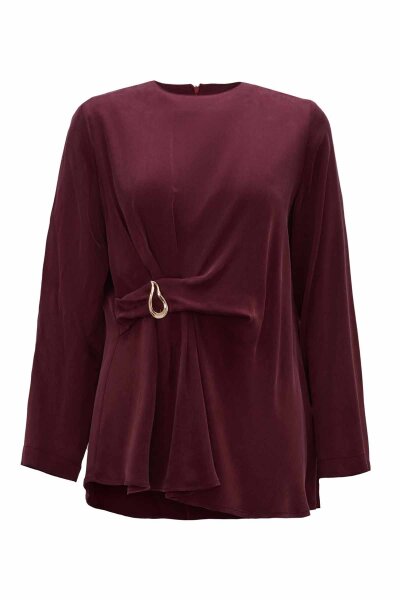 Accessory Detailed Solid Burgundy Tunic 