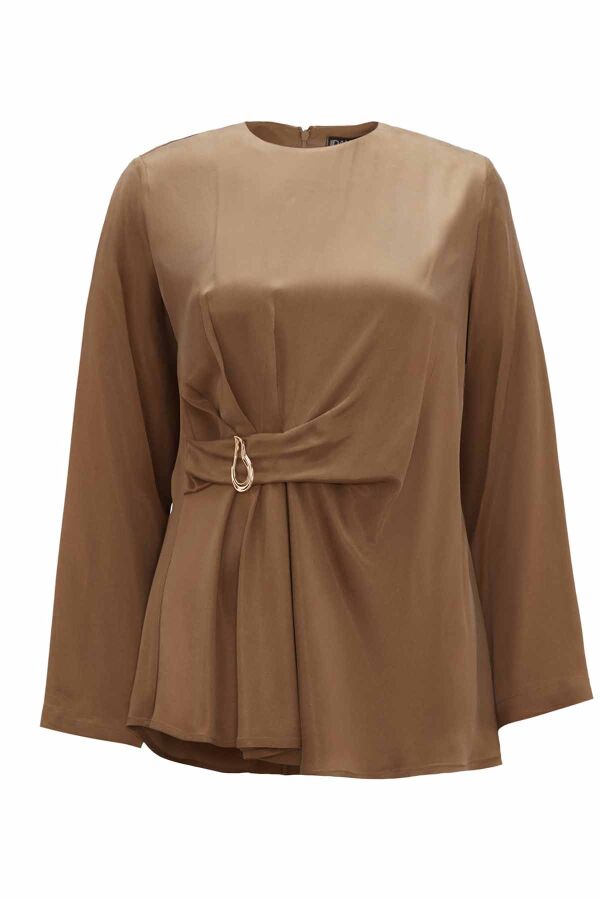 Accessory Detailed Solid Camel Tunic - 1