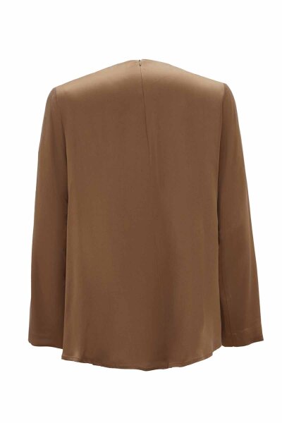 Aksesuar Detaylı Düz Renkli Camel Tunik - 2