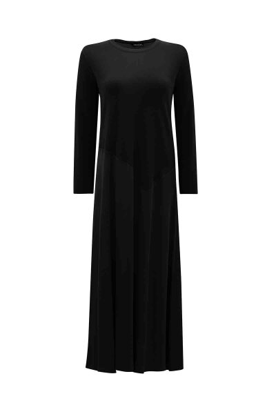 Asymmetric Cut Knitted Cupro Dress in Black - MISS DALIDA