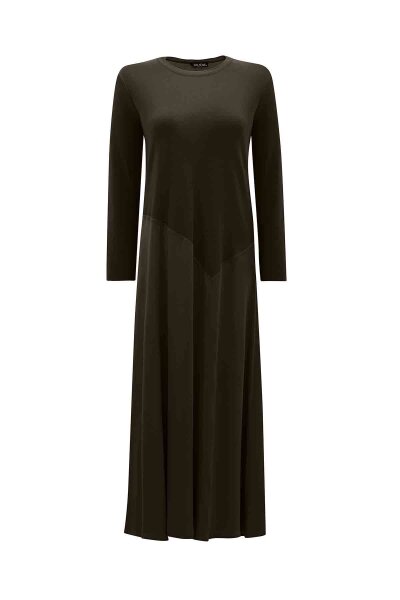 Asymmetric Cut Knitted Cupro Dress in Brown 