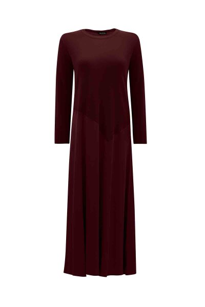 Asymmetric Cut Knitted Cupro Dress in Burgundy 