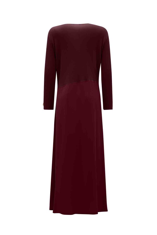 Asymmetric Cut Knitted Cupro Dress in Burgundy - 2