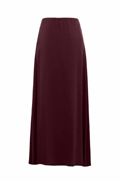 Asymmetrical Cut Burgundy Cupro Skirt - 1