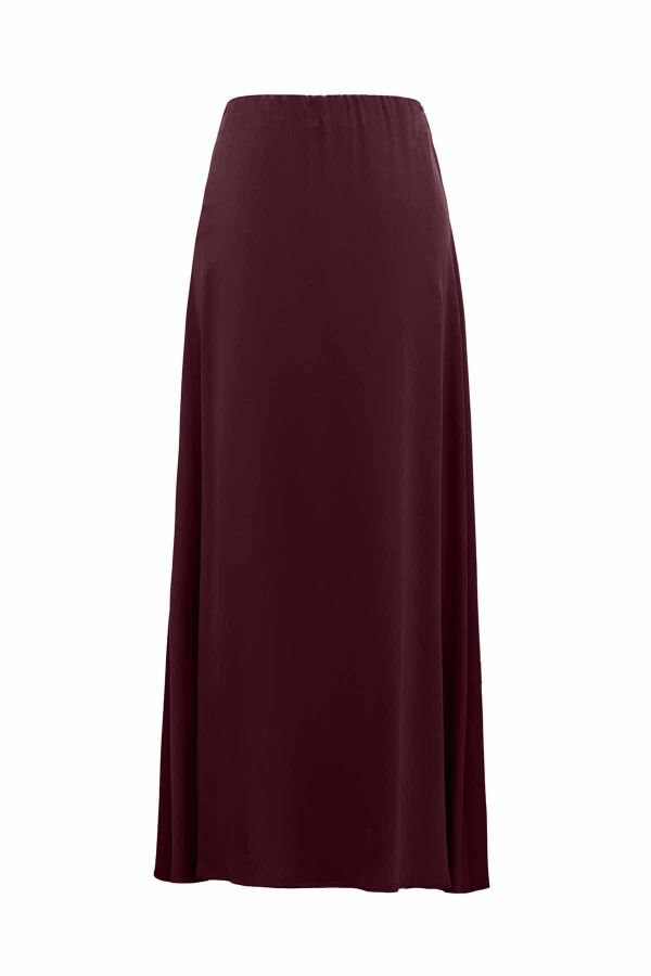 Asymmetrical Cut Burgundy Cupro Skirt - 1