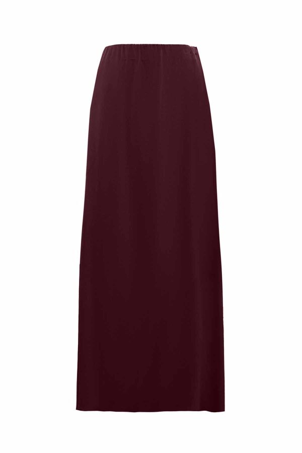 Asymmetrical Cut Burgundy Cupro Skirt - 2