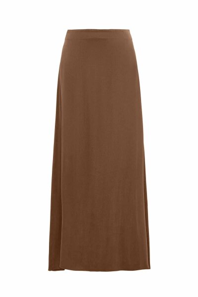 Asymmetrical Cut Camel Cupro Skirt 