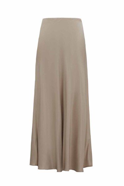 Asymmetrical Cut Stone-Colored Cupro Skirt 