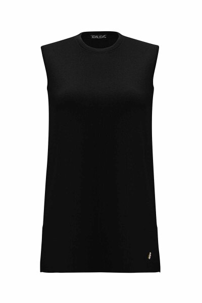 Basic Sleeveless Knitted Black Tunic - MISS DALIDA