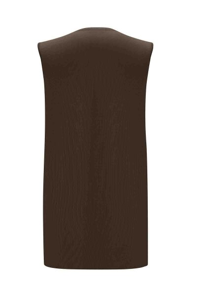Basic Sleeveless Knitted Brown Tunic - 2