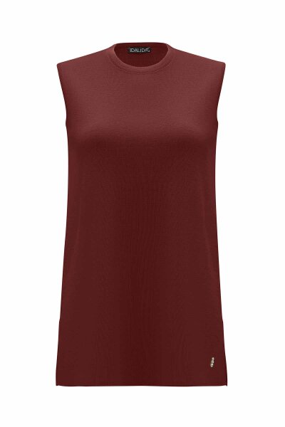 Basic Sleeveless Knitted Burgundy Tunic 