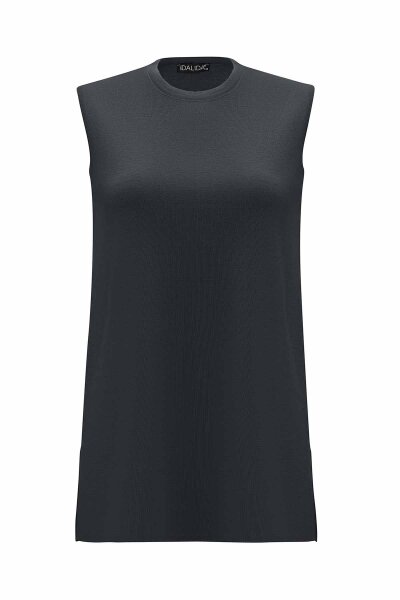 Basic Sleeveless Knitted Dark Grey Tunic 