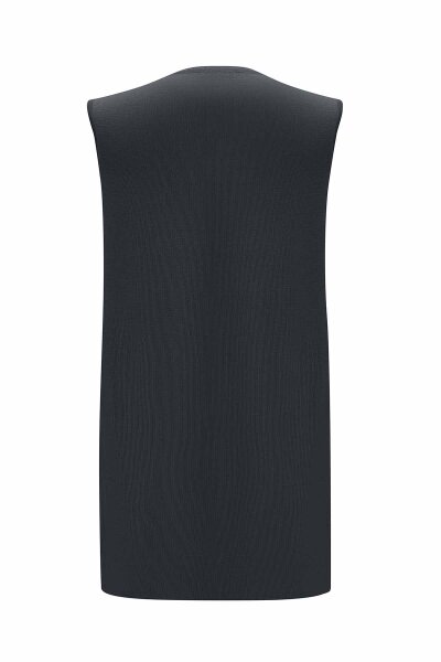 Basic Sleeveless Knitted Dark Grey Tunic - 2