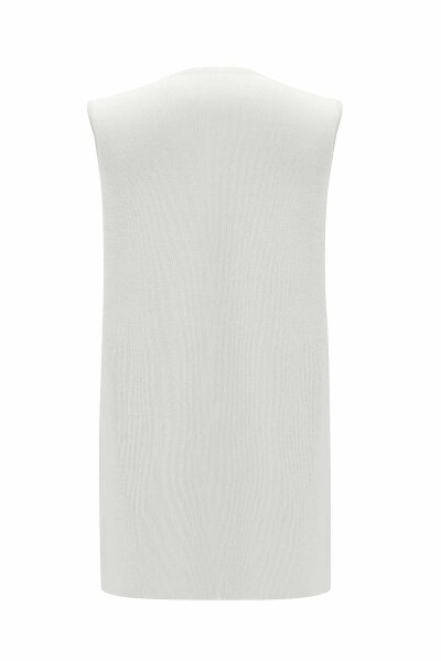 Basic Sleeveless Knitted Ecru Tunic - 2