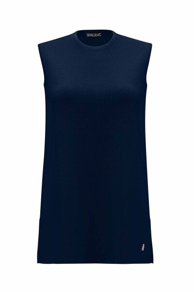 Basic Sleeveless Knitted Navy Blue Tunic - MISS DALIDA