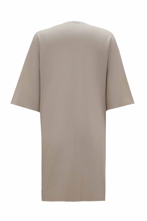 Beli Kuşaklı Triko Taş Rengi Hırka - 2