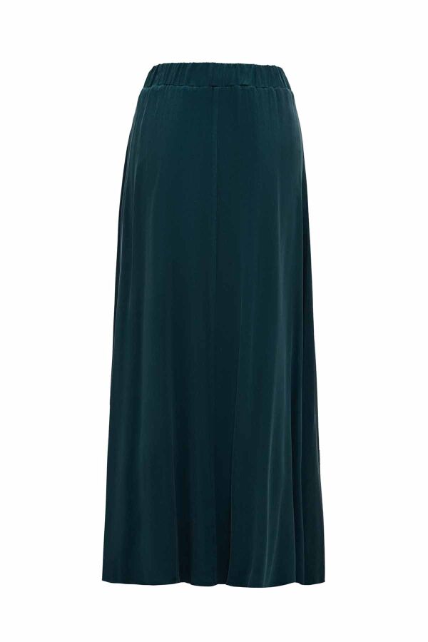 Beli Lastikli Cupro Lacivert Etek - 2