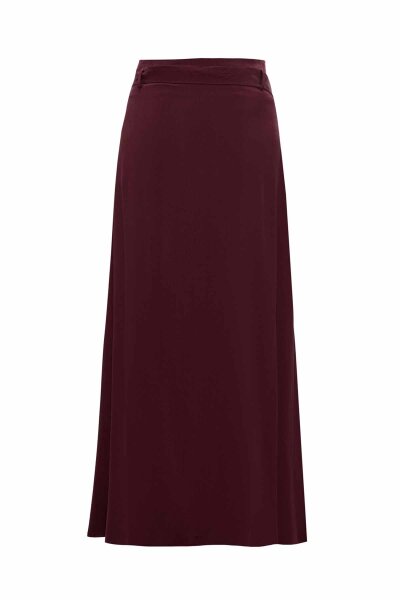 Belted Burgundy Cupro Skirt - 2