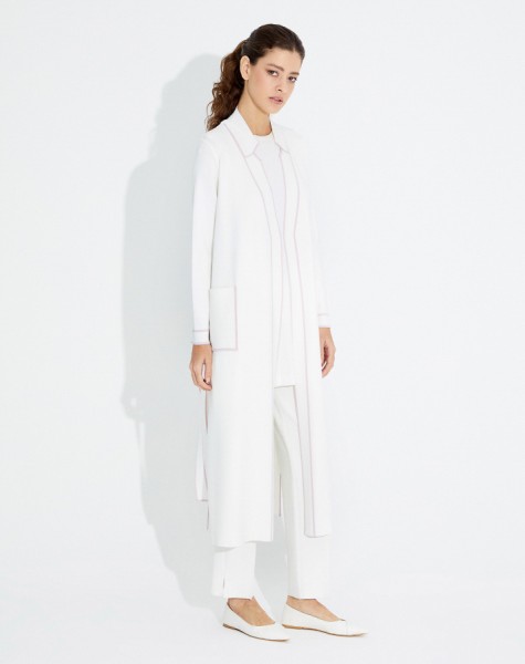 Belted Long Cardigan with Side Slits - 3