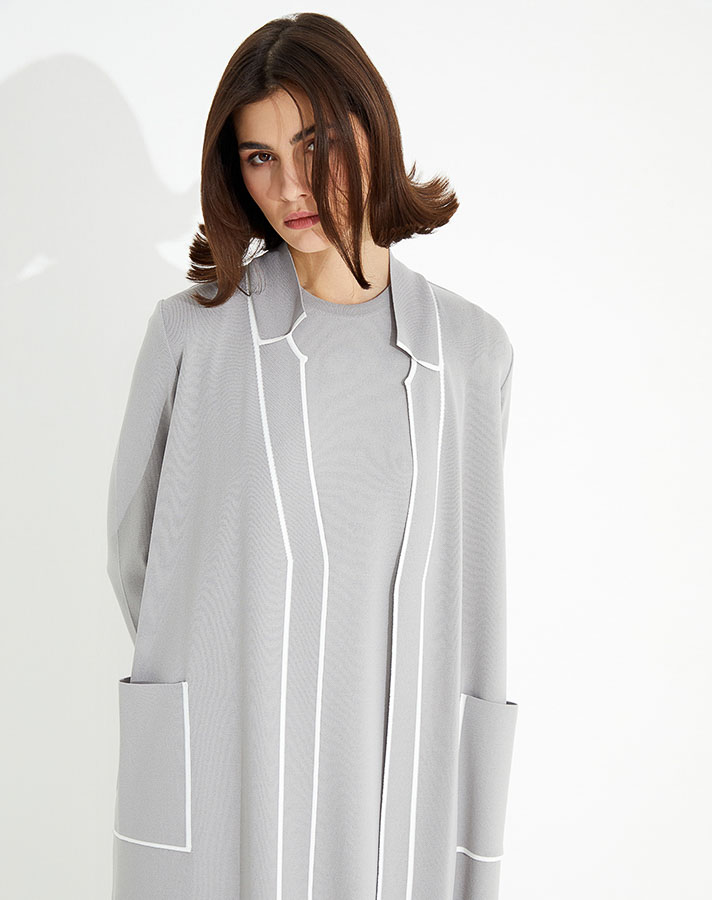 Belted Long Cardigan with Side Slits - 6