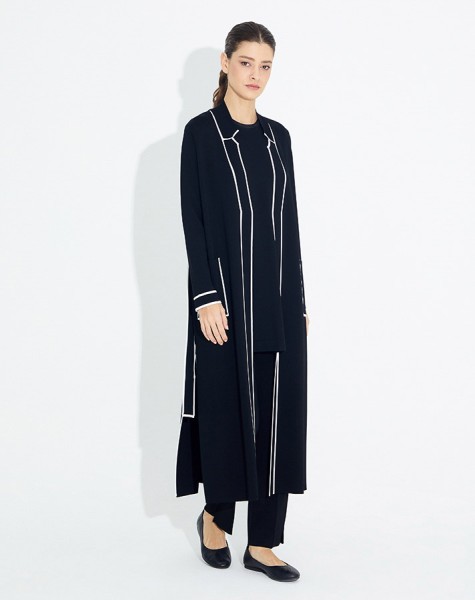 Belted Long Cardigan with Side Slits - 9
