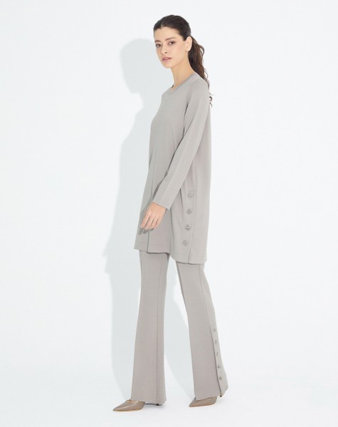 Button Detailed Flared Trousers - 17