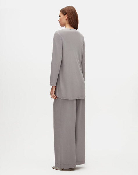 Çiçek Broşlu Düz Renk Basic Tunik - 4