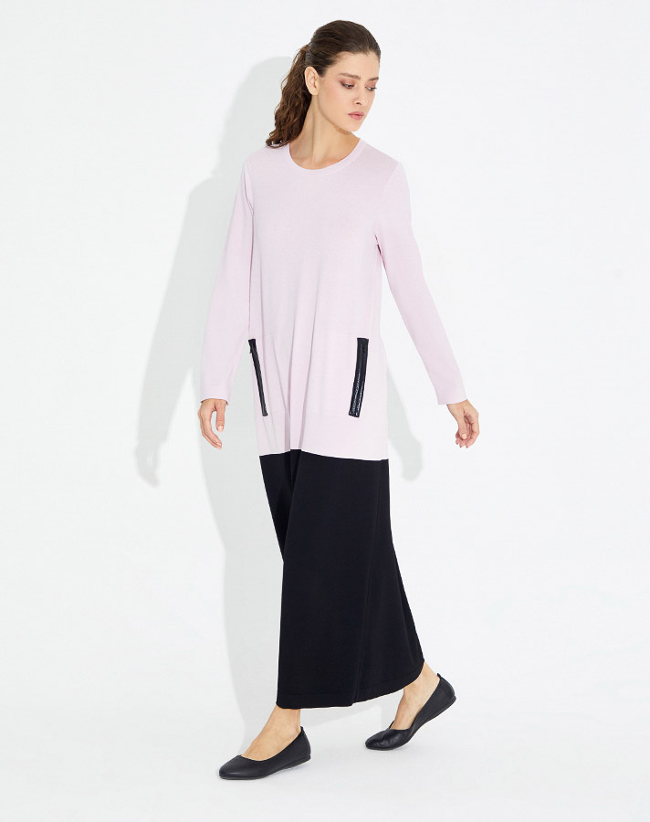Color Block Dress With Zipper Pockets - 2
