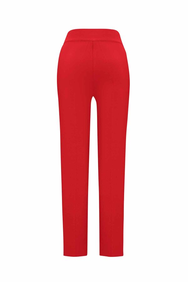 Dar Paça Triko Kırmızı Pantolon - 2