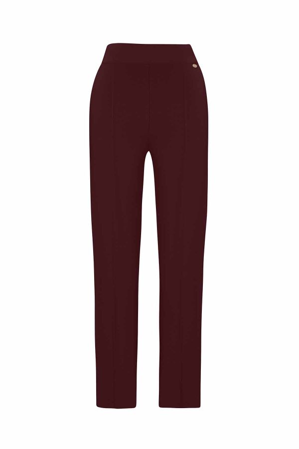 Dar Paça Triko Koyu Bordo Pantolon - 1