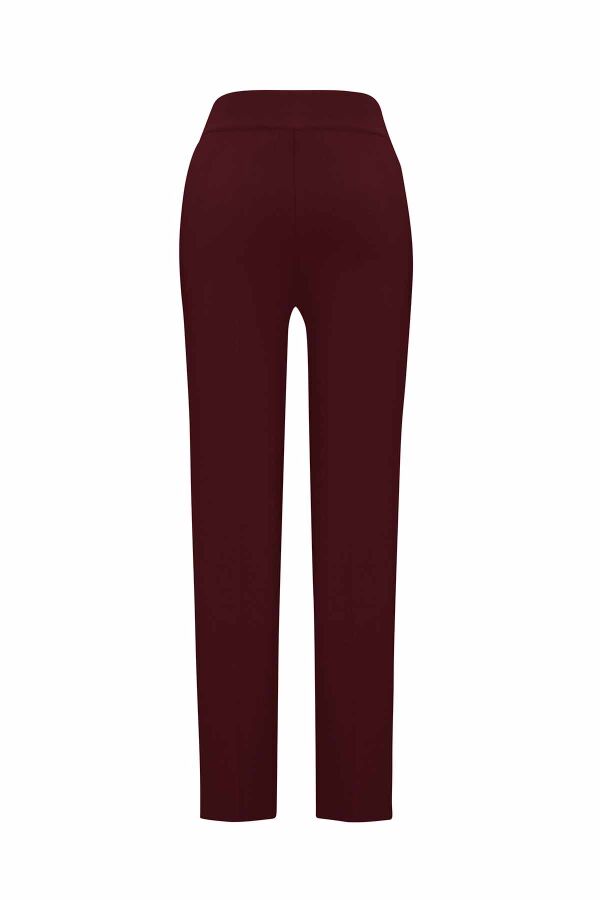 Dar Paça Triko Koyu Bordo Pantolon - 2