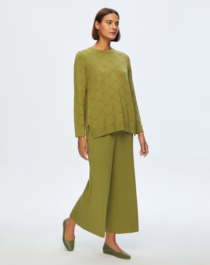 T24K-7012 Rubber Knit Trousers Skirt - 1