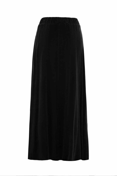 Elastic Waist Cupro Black Skirt - MISS DALIDA