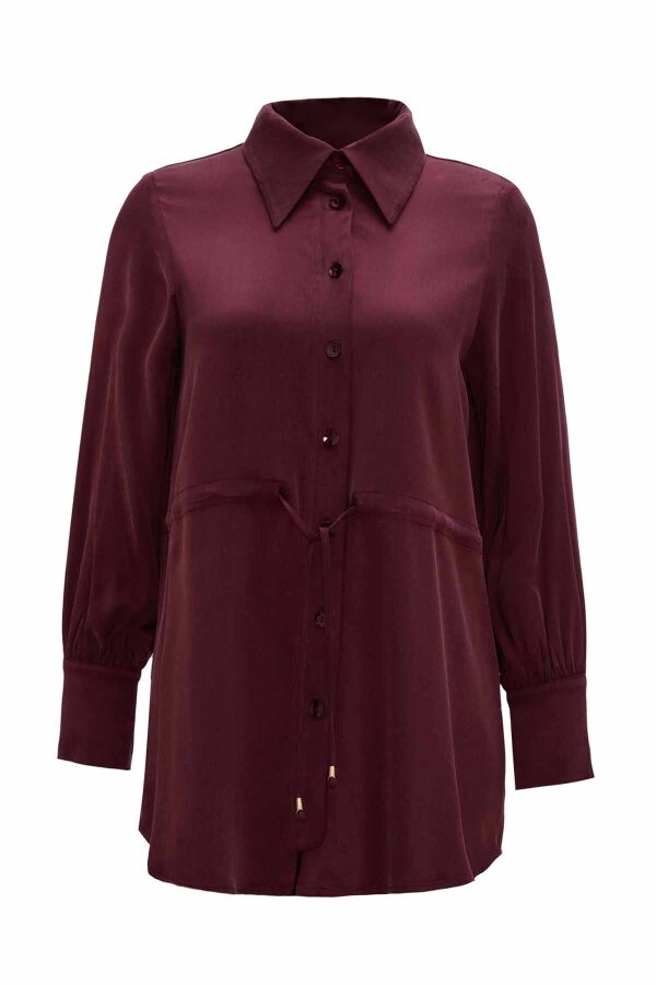 Elastic Waist Cupro Bordeaux Shirt - 1