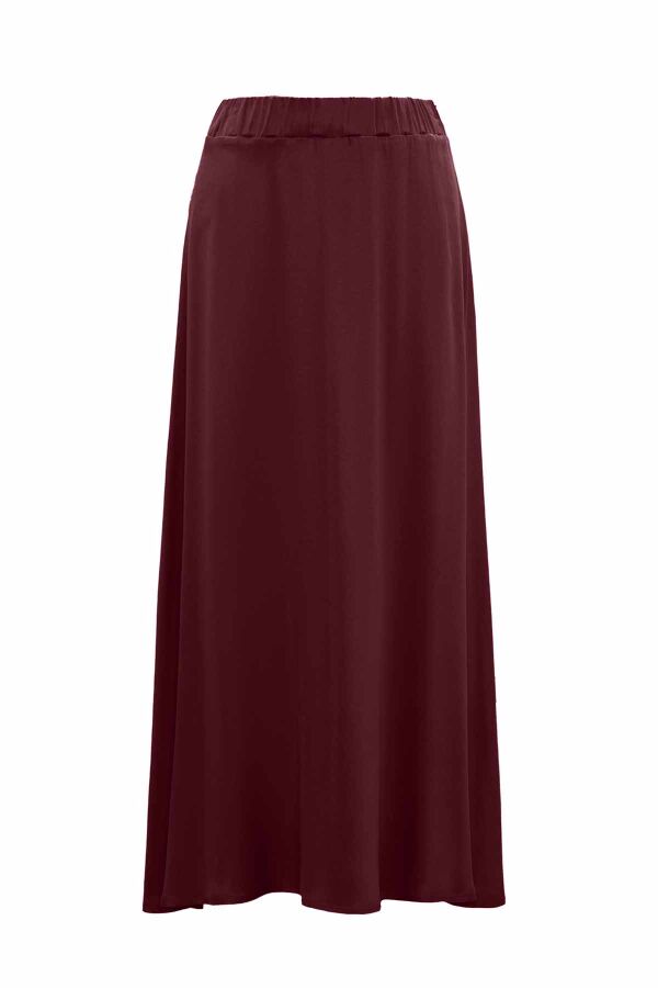 Elastic Waist Cupro Burgundy Skirt - 1
