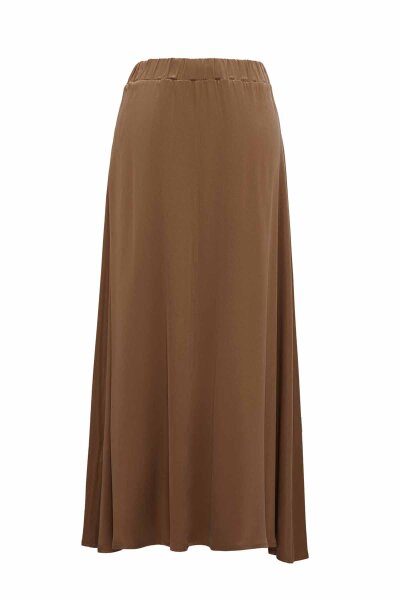 Elastic Waist Cupro Camel Skirt - 2