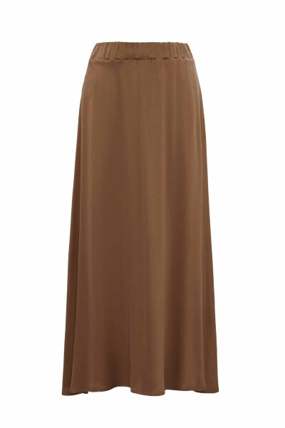 Elastic Waist Cupro Camel Skirt 