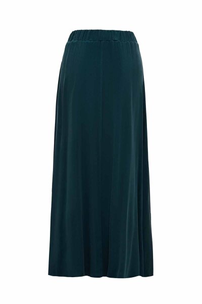 Elastic Waist Cupro Navy Blue Skirt - 2