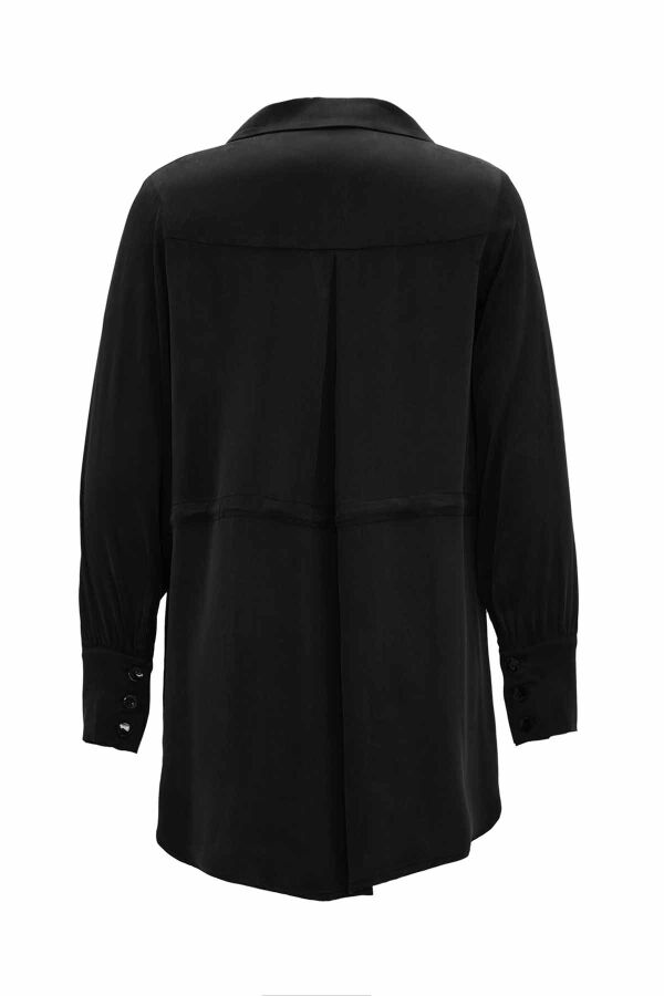 Elastic Waist Cupro Black Shirt - 2