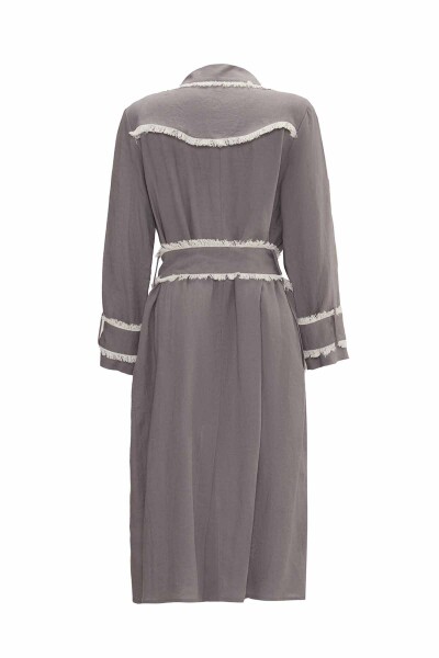 Fringe Detail Linen Trench Coat - 7