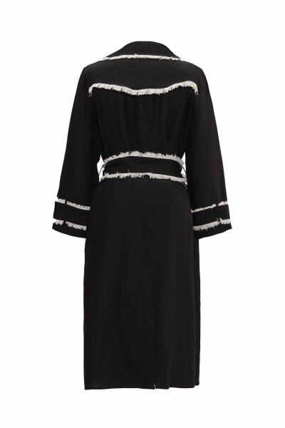 Fringe Detail Linen Trench Coat - 9