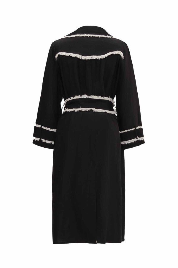 Fringe Detail Linen Trench Coat - 9