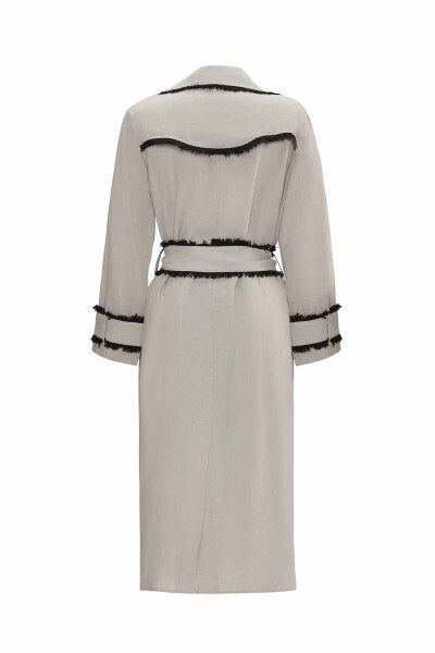 Fringe Detail Linen Trench Coat - 11