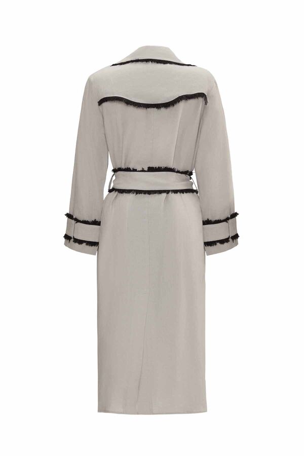 Fringe Detail Linen Trench Coat - 11