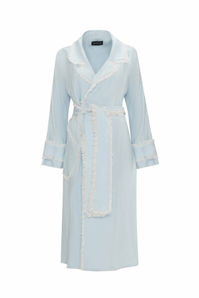 Fringe Detail Linen Trench Coat - 1