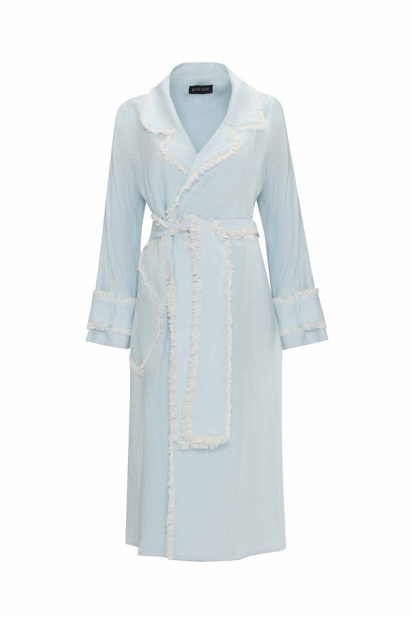 Fringe Detail Linen Trench Coat - 1