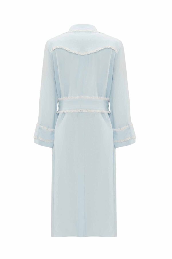 Fringe Detail Linen Trench Coat - 3